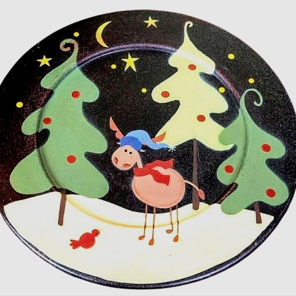 The Hearthside Collection Christmas Moose Decorative Plate Michelle L. Kildow - Picture 2 of 6